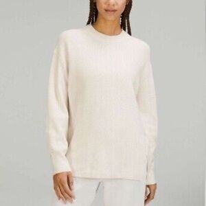 💖NWT LULULEMON MERINO WOOL-BLEND RIB CREWNECK SWEATER IN WHTO (White Opal)